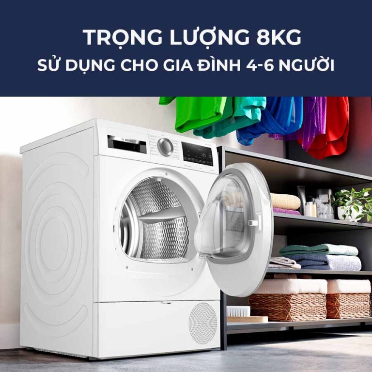 MÁY SẤY BƠM NHIỆT BOSCH 8KG WQG233C90 SERIES 6