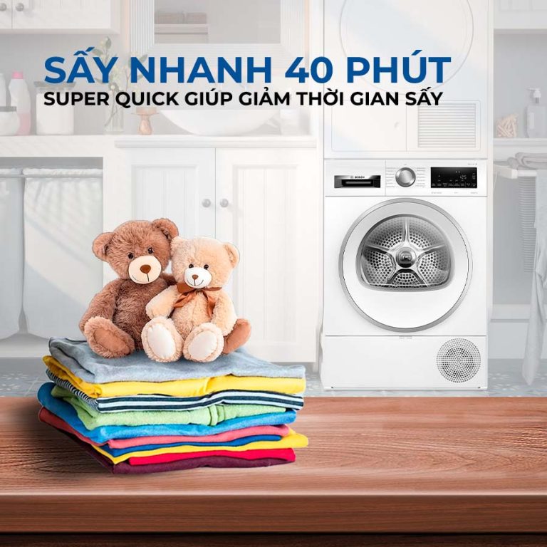 MÁY SẤY BƠM NHIỆT BOSCH 8KG WQG233C90 SERIES 6