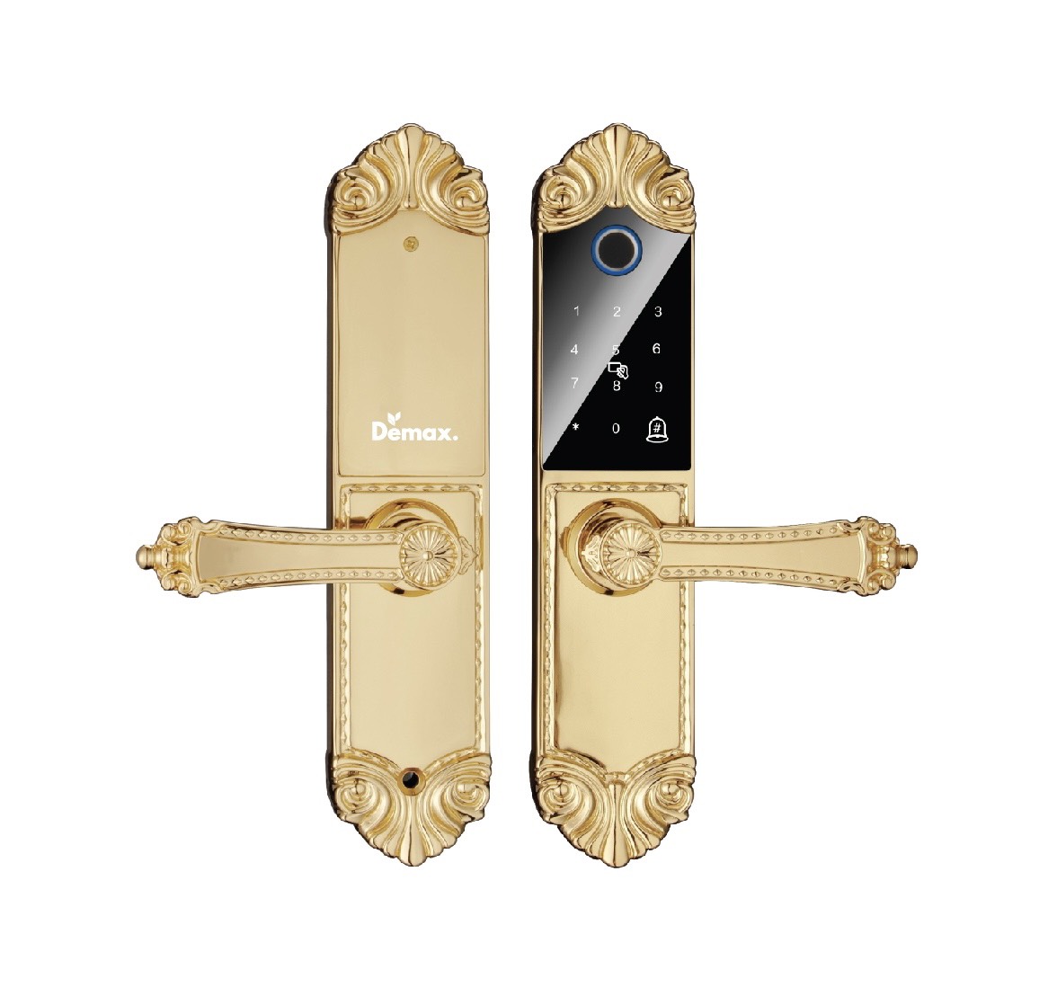 KHÓA CỬA VÂN TAY CỔ ĐIỂN APP WIFI DEMAX SL280 BRASS MẠ VÀNG 24K - demax sl280 24k brass 1