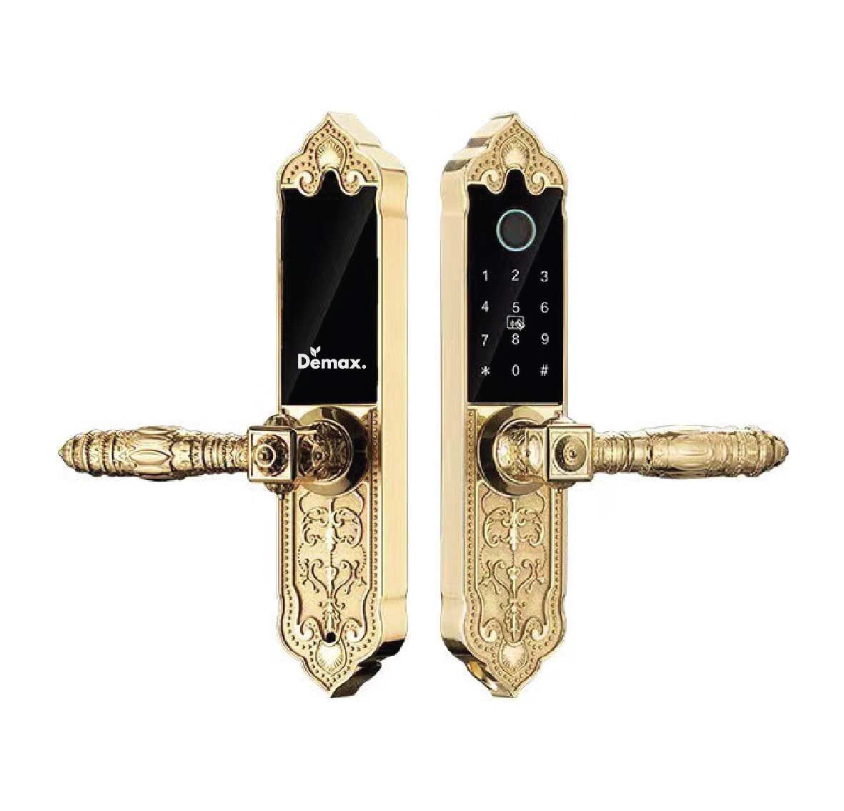 KHÓA CỬA VÂN TAY CỔ ĐIỂN APP WIFI DEMAX SL280 MẠ VÀNG 24K