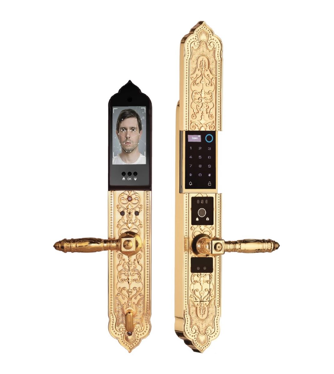 KHÓA CỬA ĐẠI SẢNH FACE ID APP WIFI DEMAX SL9862 VÀNG 24K  - demax sl9862 gold 1