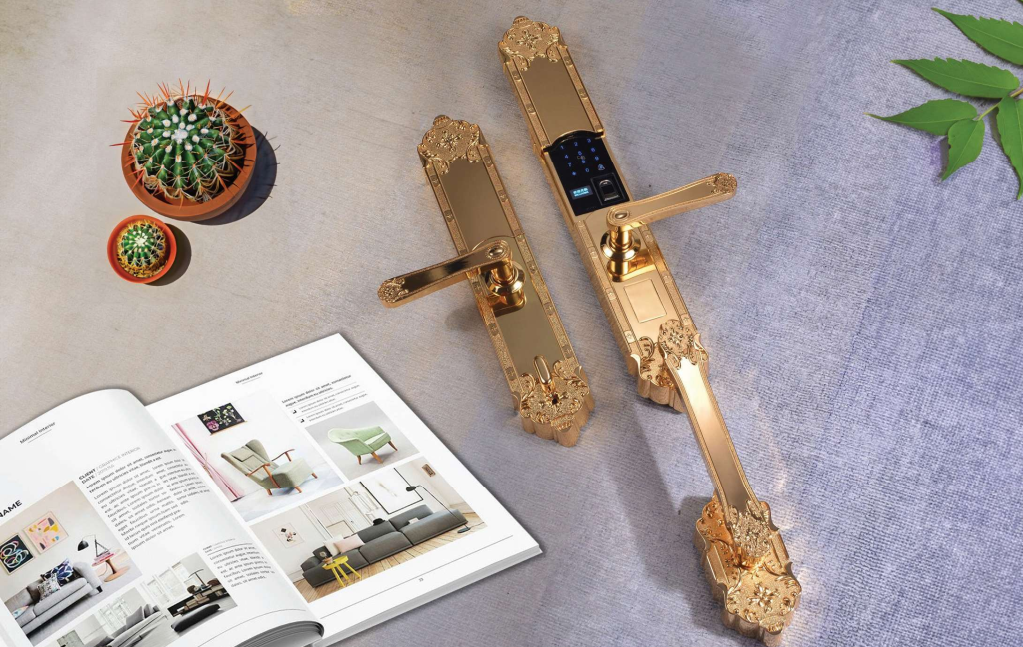 Khóa cửa đại sảnh Hubert HB DS77 Gold App wifi mạ Vàng 24K - ds77 gold
