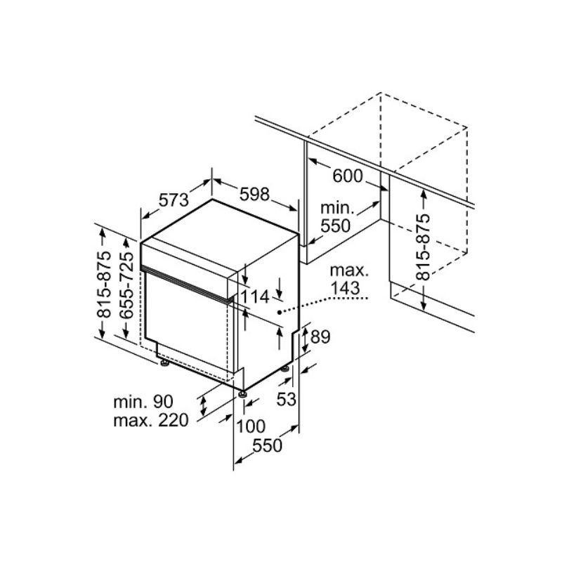MÁY RỬA BÁT BÁN ÂM BOSCH SERIE 6 SMI6ZCS16E - huong dan lap dat bosch smi6zcs16e serie 6