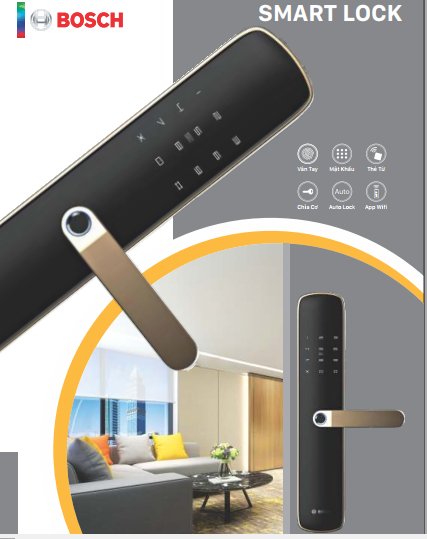 KHÓA CỬA VÂN TAY BOSCH ID60 DE MÀU VÀNG ĐEN - id60gk 1