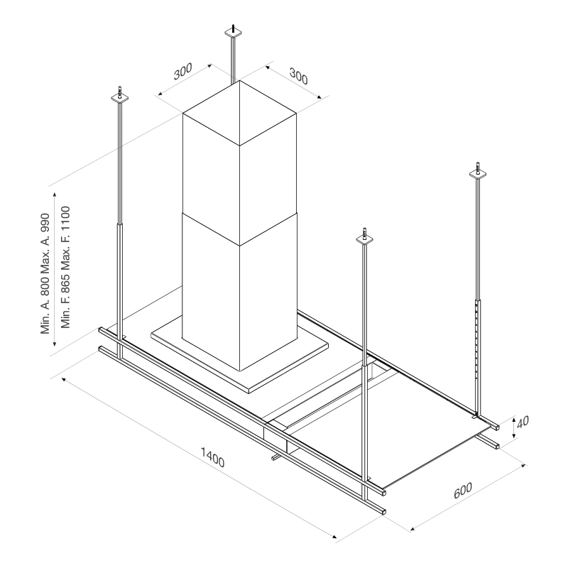 MÁY HÚT KHÓI KHỬ MÙI TREO ĐỘC LẬP MALLOCA INDUST K140B - indust k140b