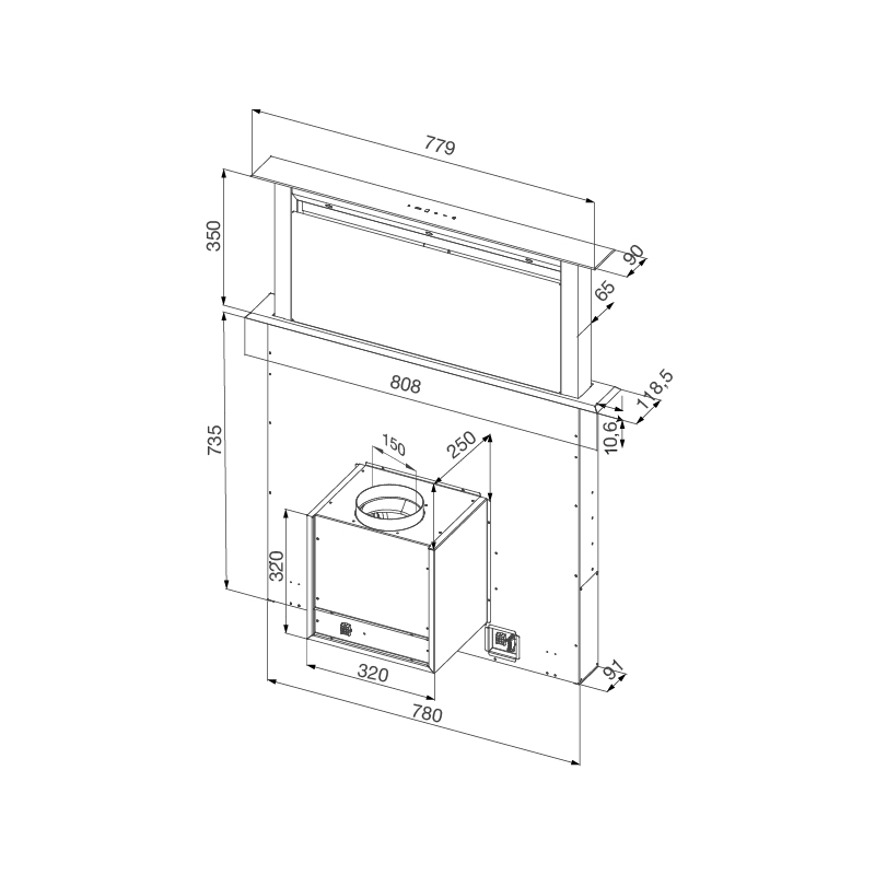 Máy hút khói khử mùi – âm bàn K-3410DR - k 3410dr up 08 23