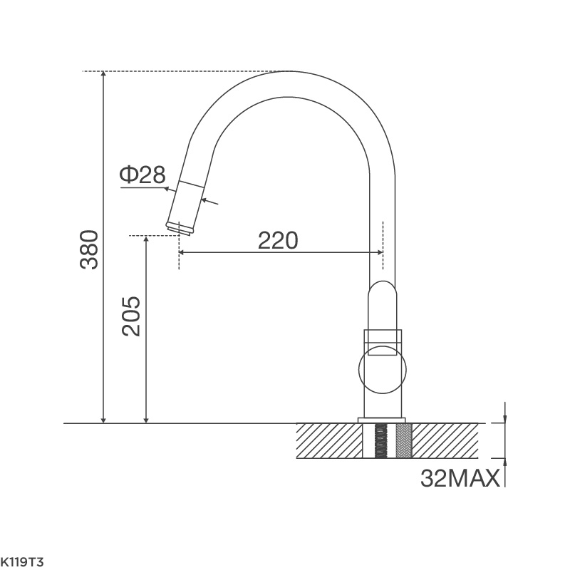 Vòi chậu rửa chén K119T3 - k119t3