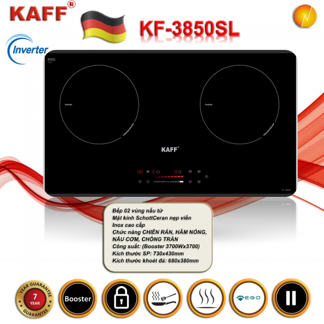BẾP TỪ ĐÔI KAFF KF-3850SL