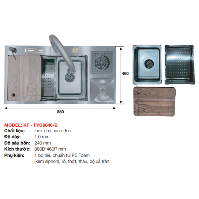 CHẬU RỬA INOX KAFF KF-FYD8846-B - kf fyd8846 b 1 650x650 1 1