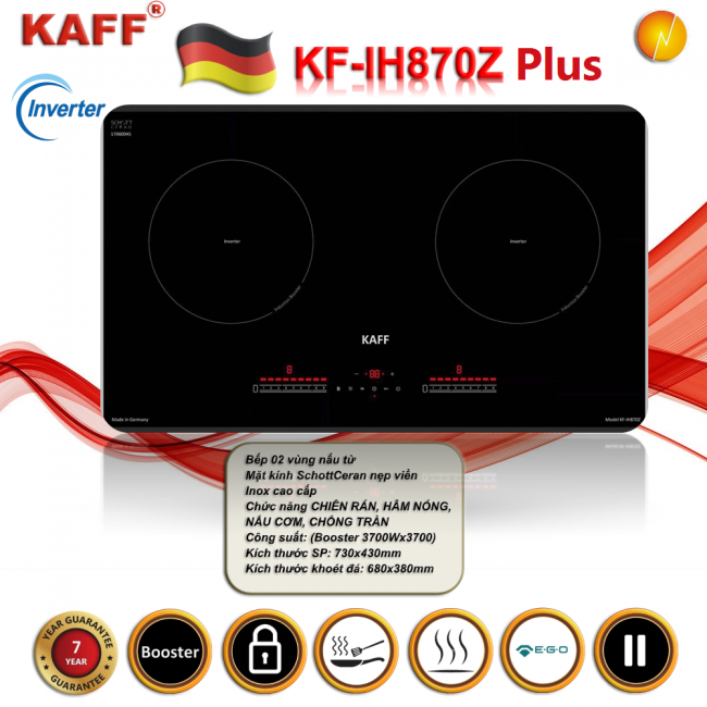 BẾP TỪ ĐÔI KAFF KF-IH870Z PLUS