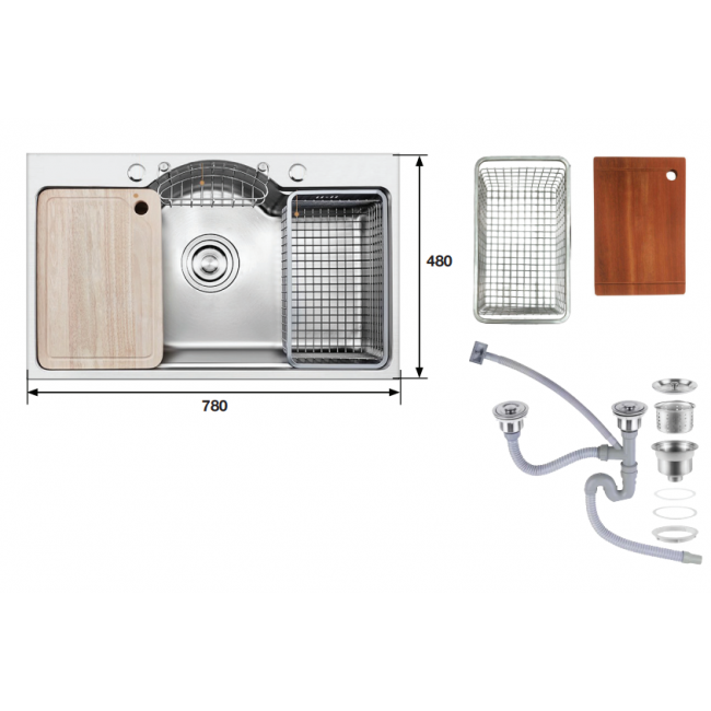 CHẬU RỬA INOX KAFF KF-PS7848 - kf ps7848 1 650x650 1 2