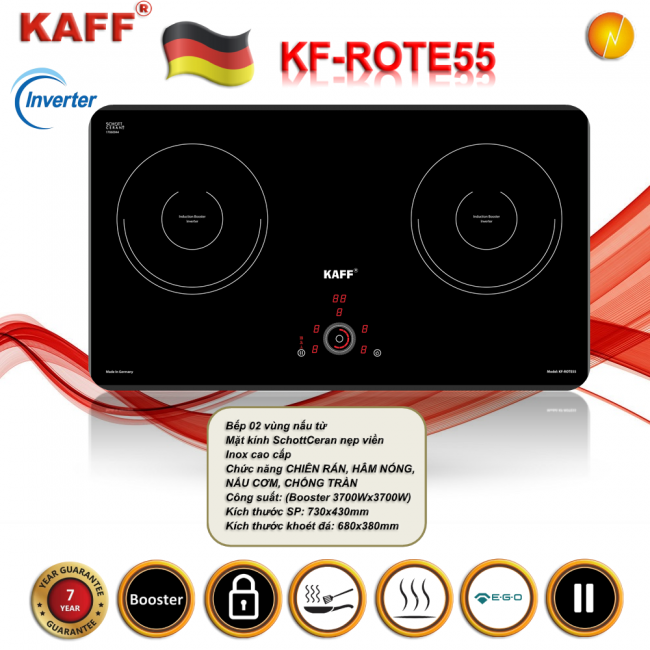 BẾP TỪ ĐÔI KAFF KF-ROTE55
