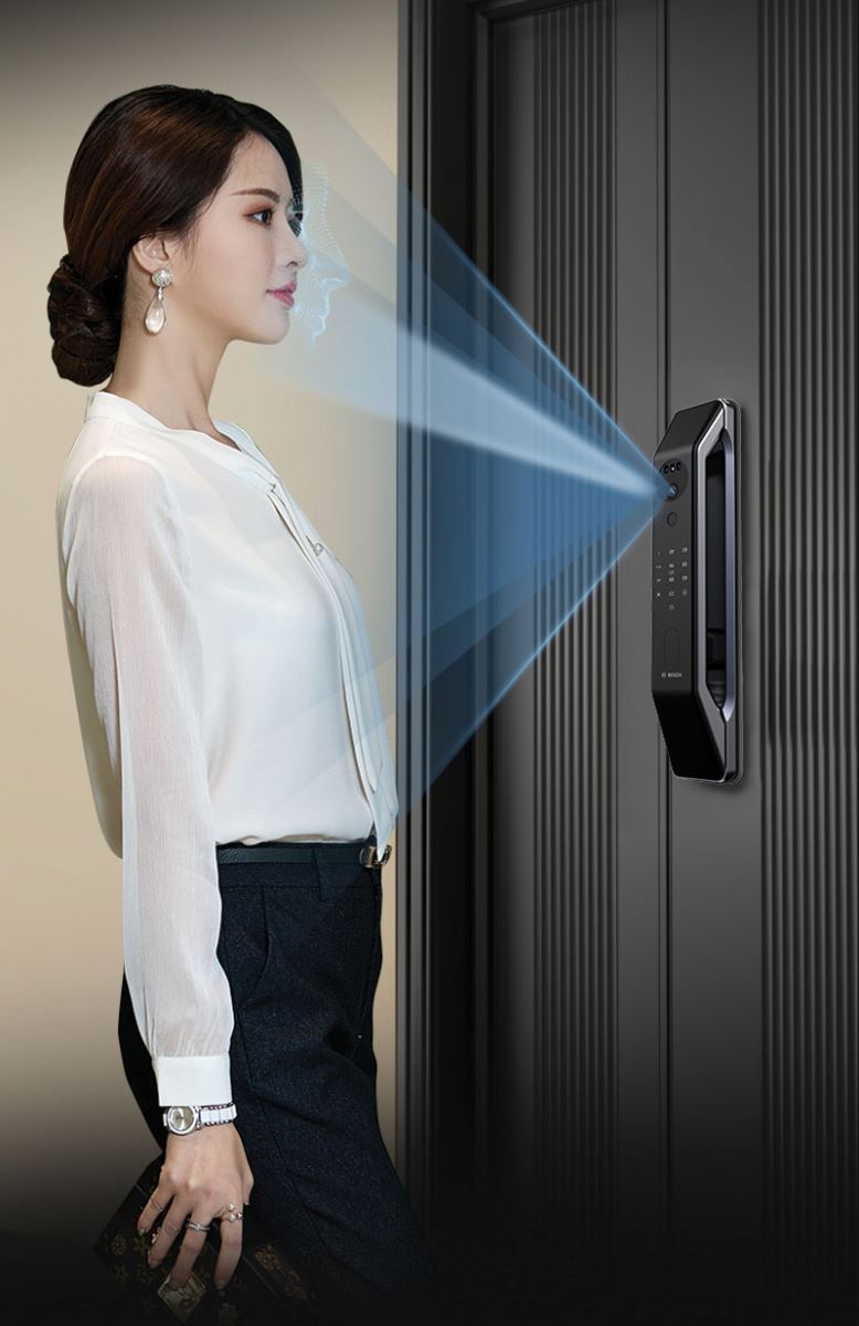 KHÓA CỬA VÂN TAY BOSCH FU6 EU PLUS BLACK FACE ID VÀ APP WIFI - khoa bosch fu6pus nhan dien khuon mat