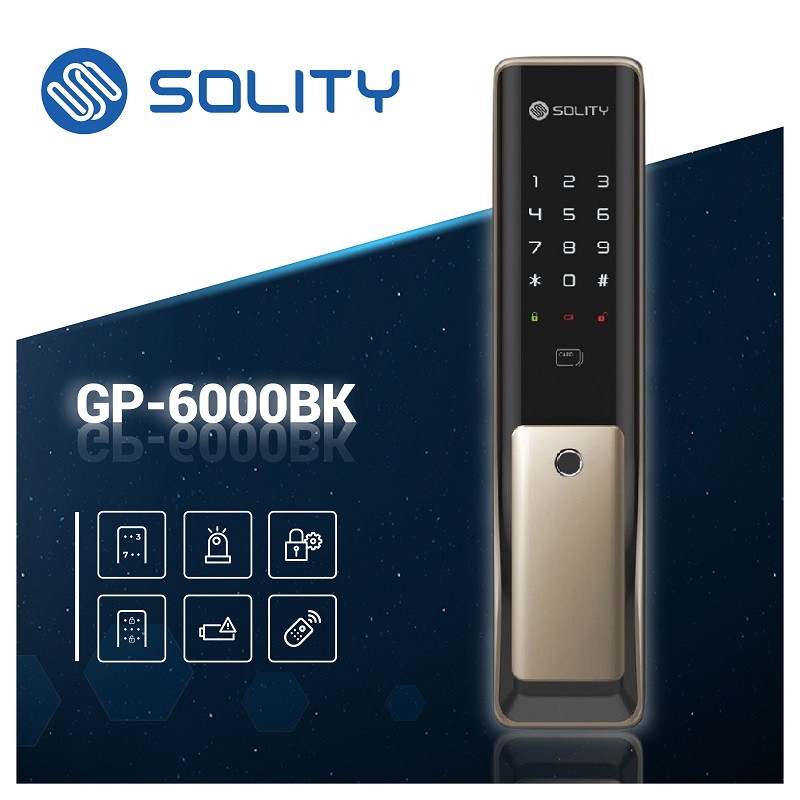 Khóa cửa vân tay Solity GP-6000BK Hàn Quốc - khoa cua solity gp 6000bk