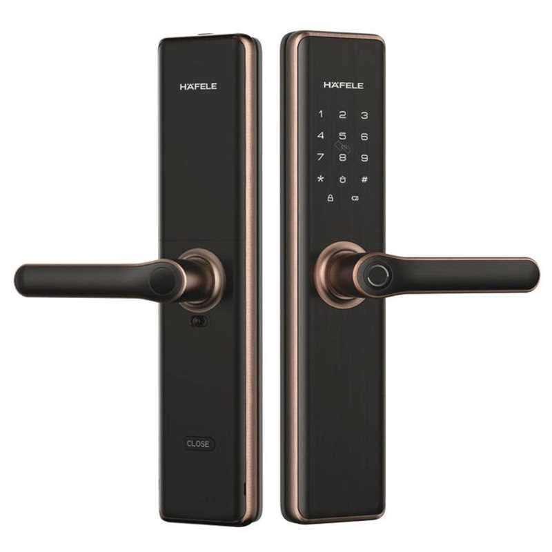 KHÓA ĐIỆN TỬ HAFELE DL7600 MÀU ĐỒNG 912.20.238 (ĐÃ BAO GỒM PIN) - khoa dien tu hafele dl7600 van tay bluetooth dong bong 730x730 0x800x800x4 3