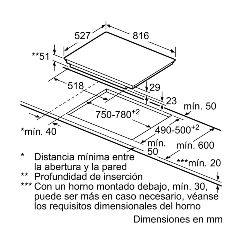 Bếp từ Bosch PIE875DC1E Seri 8 - kich thuoc bep tu bosch pie875dc1e