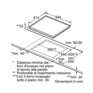 Bếp từ Bosch PIE645B18E - kich thuoc lap bep tu bosch pie645b18e