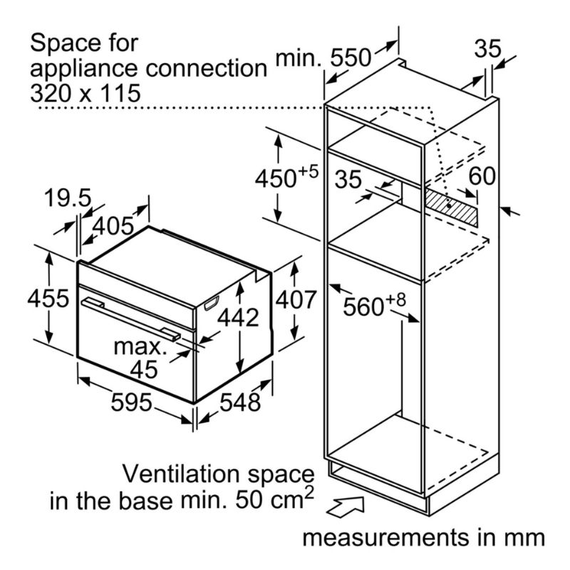 LÒ NƯỚNG KẾT HỢP VI SÓNG BOSCH CMG633BB1 - kich thuoc lo nuong ket hop vi song bosch cmg633bb1