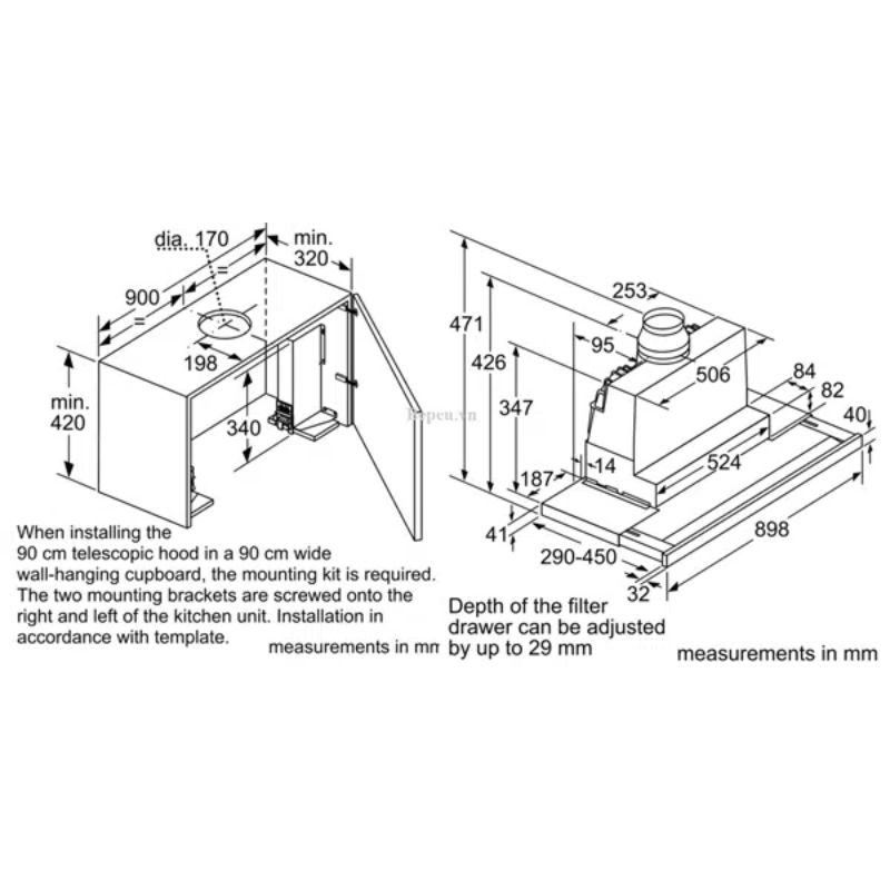 Máy hút âm tủ Bosch HMH.DFS097J50B 90CM - kich thuoc may hut am tu bosch hmh dfs097j50b 90cm