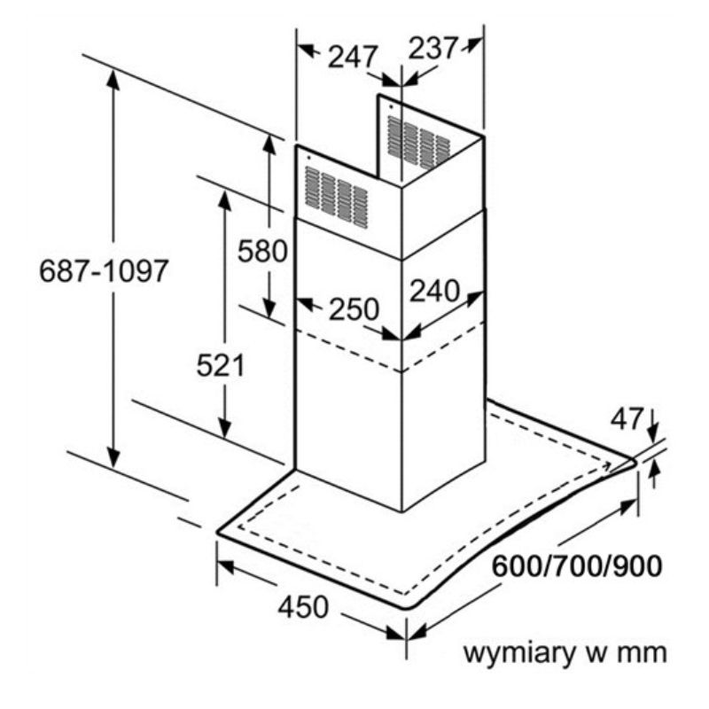Máy hút mùi Bosch DWA07E651 - kich thuoc may hut mui bosch dwa07e651