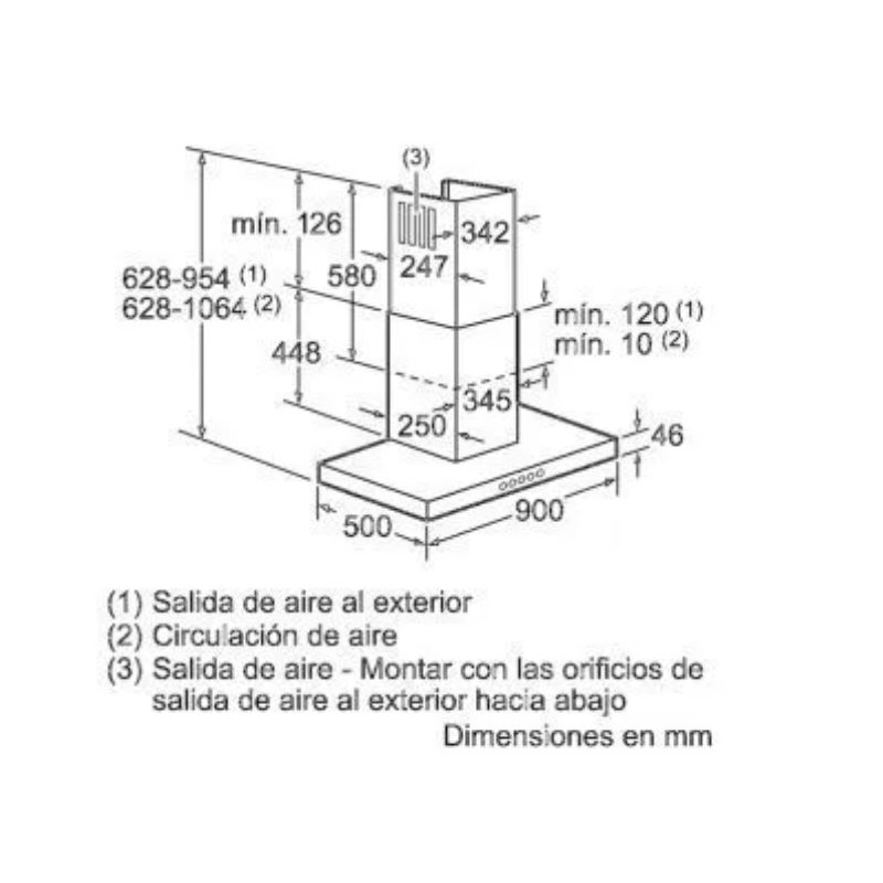 Máy hút mùi Bosch DWB097A50 - kich thuoc may hut mui bosch dwb097a50