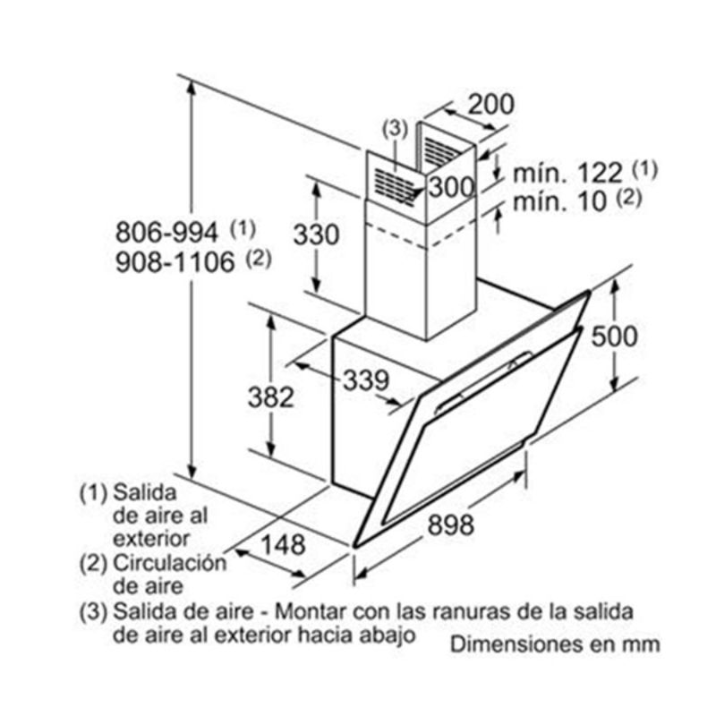 Máy hút mùi Bosch DWK97IM60 - kich thuoc may hut mui bosch dwk97im60