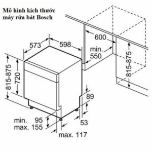 Máy rửa bát Bosch SMS25AW00E Seri 2 - kich thuoc may rua bat bosch sms25aw00e