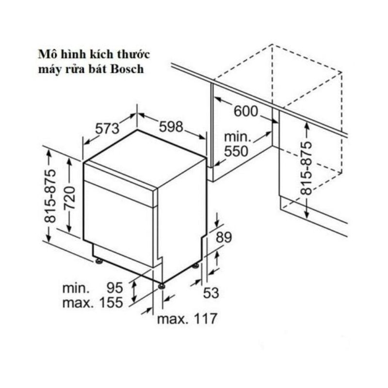 MÁY RỬA BÁT BOSCH SMS4ECI14E SERIES 4 - kich thuoc may rua bat bosch sms4eci14e