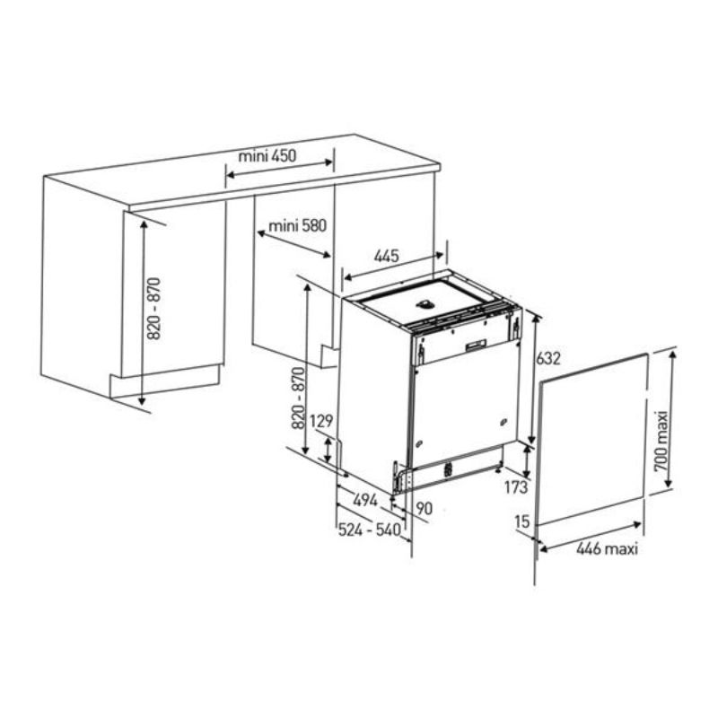 Máy rửa chén Bosch SPS66TI01E - kich thuoc may rua chen bat bosch sps66ti01e