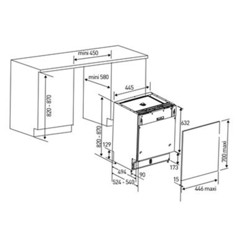 Máy rửa chén Bosch SPI46MS01E - kich thuoc may rua chen bosch spi46ms01e