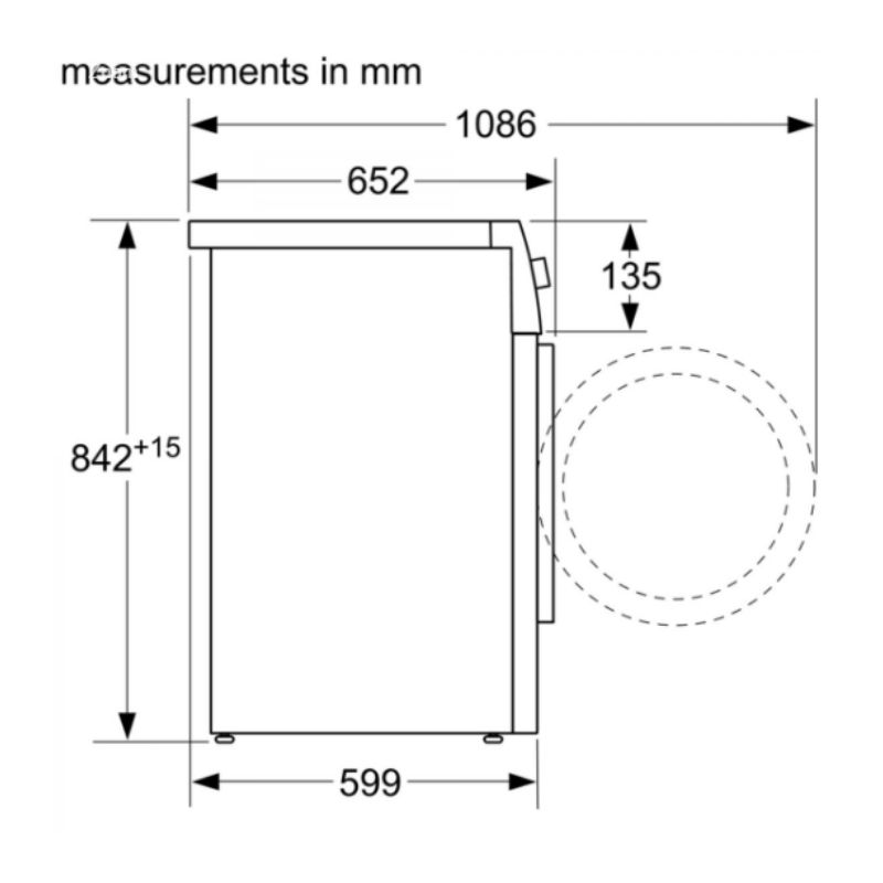 Máy sấy quần áo Bosch WTN86201PL - kich thuoc may say quan ao bosch wtn86201pl