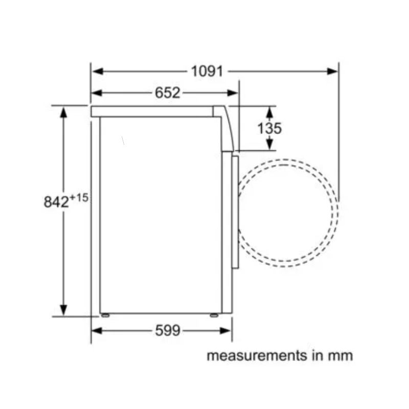 Máy sấy quần áo Bosch WTW85460BY - kich thuoc may say quan ao bosch wtw85460by