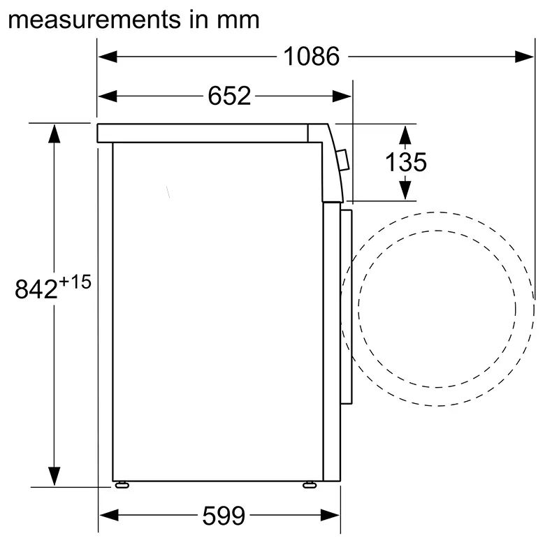 Máy sấy quần áo Bosch WTW87561SG Seri 8 - kich thuoc may say quan ao bosch wtw87561sg seri 8