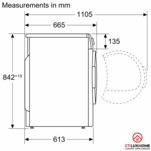 Máy sấy quần áo Bosch WTX87MH0SG - kich thuoc may say quan ao bosch wtx87mh0sg 1
