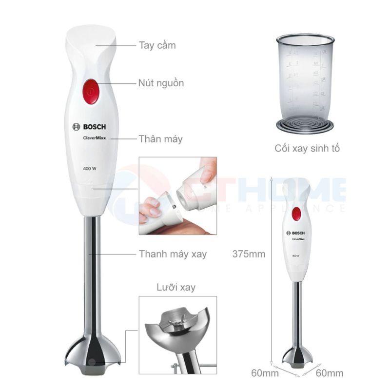 Máy xay cầm tay Bosch MSM24100 - kich thuoc may xay cam tay bosch msm24100