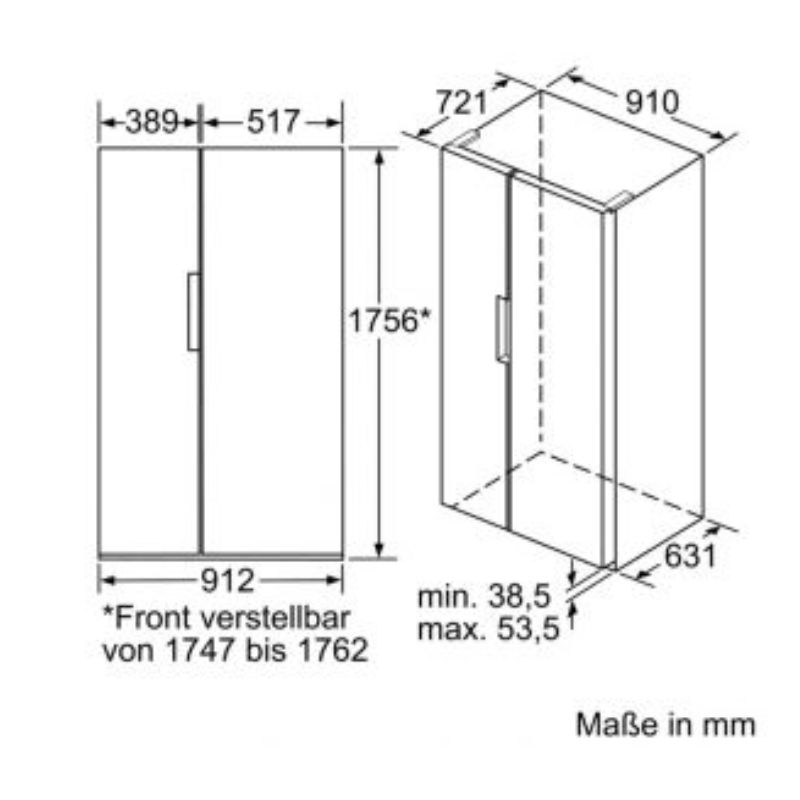 Tủ lạnh Bosch KAN92VI35 - kich thuoc tu lanh bosch kan92vi35