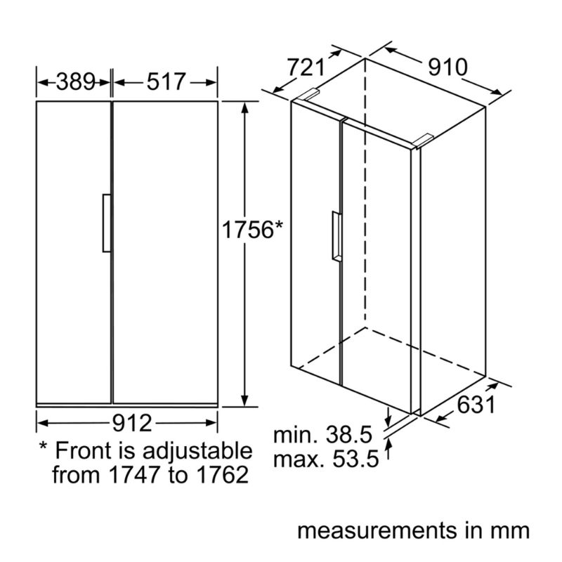 Tủ lạnh Bosch KAN92VI35O - kich thuoc tu lanh bosch kan92vi35o
