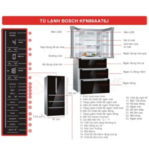 TỦ LẠNH KIỂU PHÁP BOSCH KFN86AA76J SERIES 6 - kich thuoc tu lanh bosch kfn86aa76j