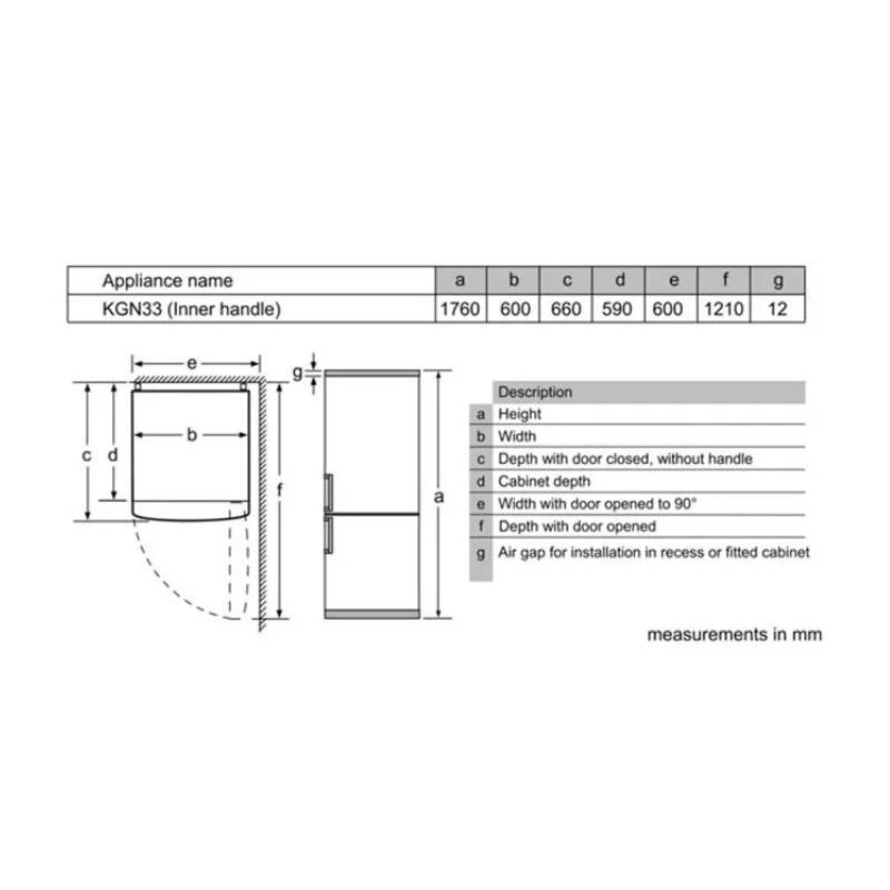 Tủ lạnh Bosch KGN33NW20G cao cấp - kich thuoc tu lanh bosch kgn33nw20g cao cap