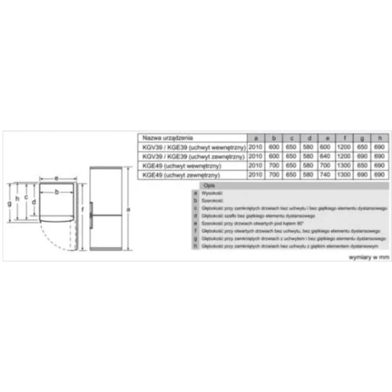 Tủ lạnh Bosch KGV39VL31 - kich thuoc tu lanh bosch kgv39vl31