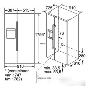 Tủ lạnh side by side Bosch KAD92SB30 - kich thuoc tu lanh side side bosch kad92sb30