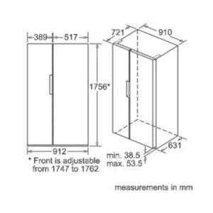 Tủ lạnh side by side Bosch KAN92LB35 - kich thuoc tu lanh side side bosch kan92lb35