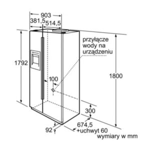 Tủ lạnh side by side đen Bosch KAN58A75 - kich thuoc tu lanh side side den bosch kan58a75
