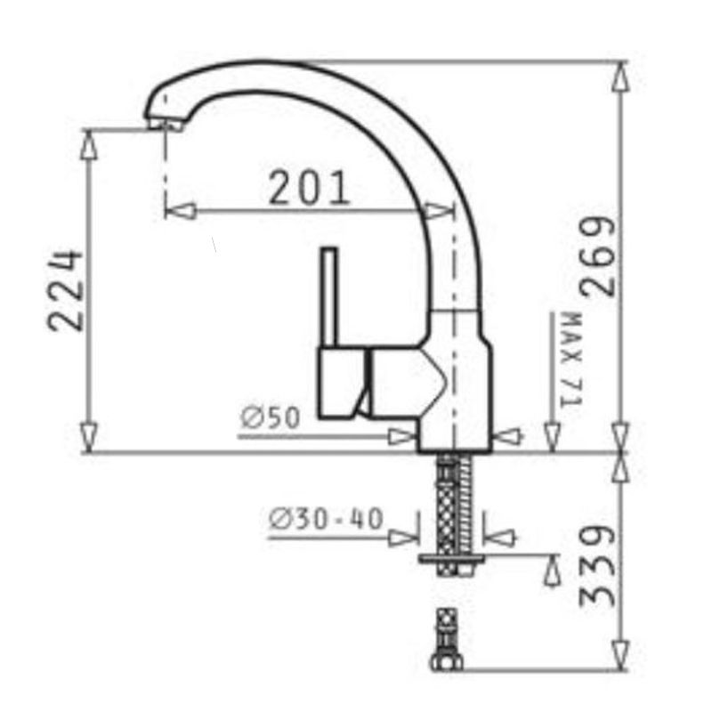 Vòi rửa bát Bosch Armonica – đá - kich thuoc voi rua bat bosch armonica da