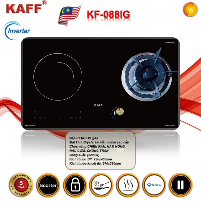 Bếp gas kết hợp từ KAFF KF-088IG