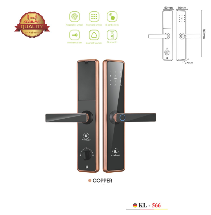 KHOÁ VÂN TAY KASSLER KL 566 COPPER APP - kl 566 copper 1
