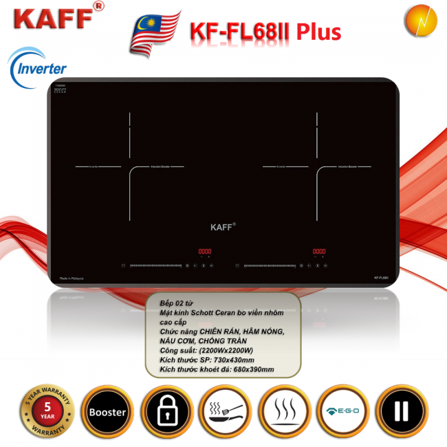 BẾP TỪ ĐÔI KAFF KF-FL68II NEW PLUS