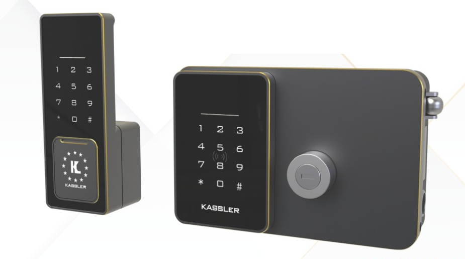 KHÓA CỬA CỔNG VÂN TAY KASSLER KL 579 CNC GOLD GREY REMOTE APP WIFI