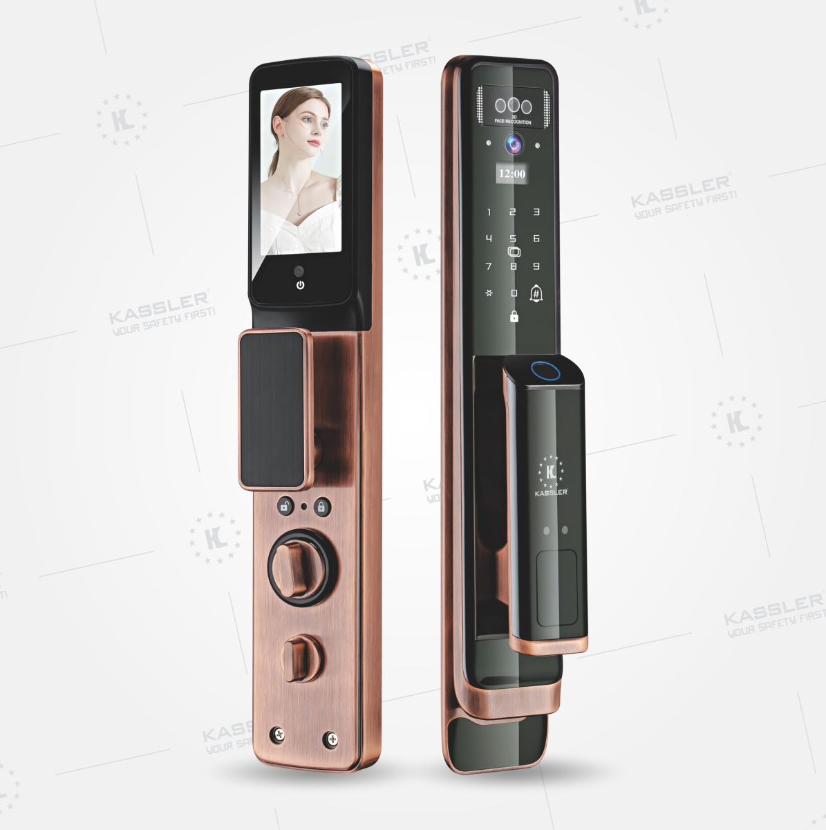 KHOÁ CỬA VÂN TAY KASSLER KL 838 RED BRONZE APP WIFI
