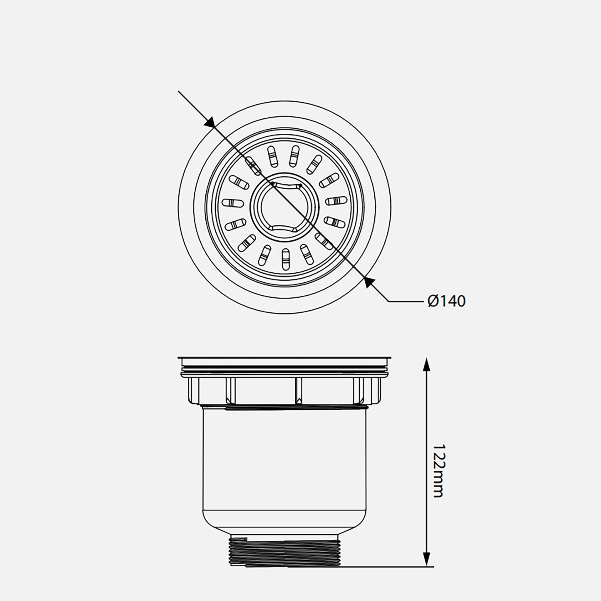 BÁT RÁC INOX KLUGER KS 501DN140B - ks 501dc145